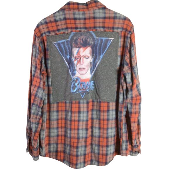 Reworked David Bowie album cover record Flannel Red Large - Picture 1 of 5